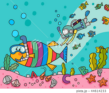 シュノーケリング 水中のイラスト素材