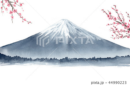 富士山 水墨画 墨絵 風景のイラスト素材 - PIXTA