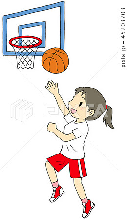 バスケットボール 女の子 部活のイラスト素材