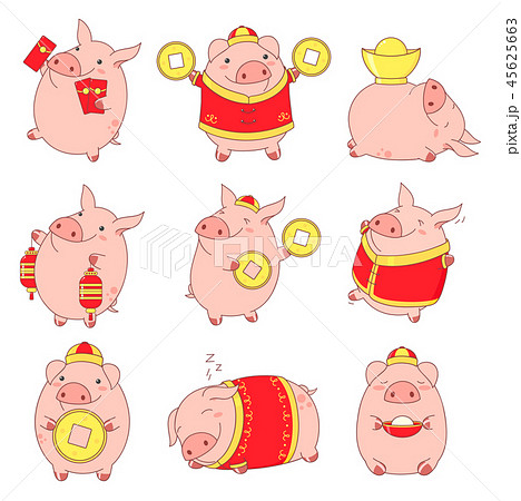 寝てる ぶた ブタ 動物のイラスト素材