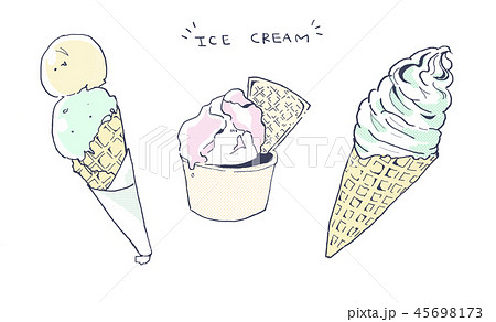 アイスクリーム ソフトクリーム アイス お菓子のイラスト素材