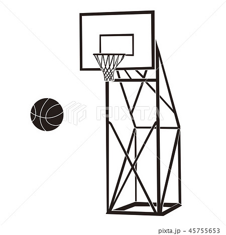 バスケットゴール モノクロ 白黒 ゴールの写真素材