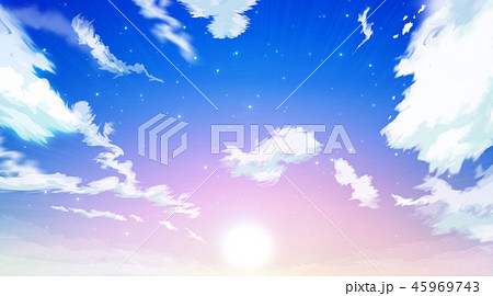 空 朝日 綺麗 日の出のイラスト素材