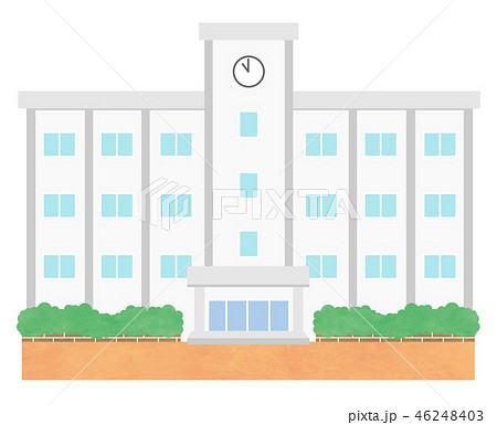 学校 外観 建物 校舎のイラスト素材