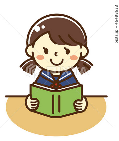 中高生 中学生 高校生 読書のイラスト素材