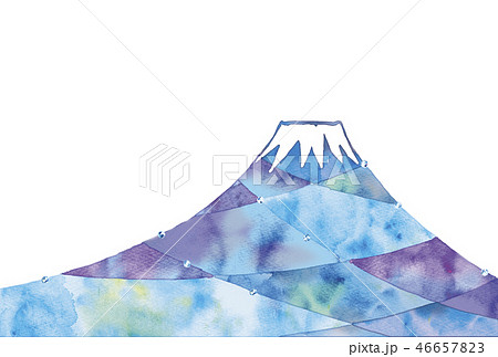 手描き 冠雪 富士山 山のイラスト素材