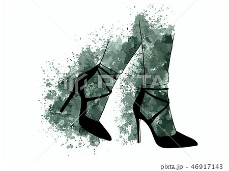 ハイヒール 靴 女子 かわいいのイラスト素材