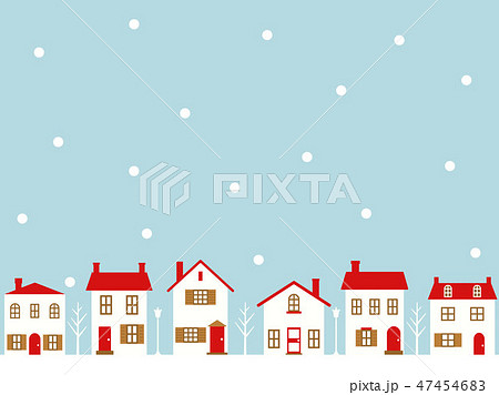 雪 風景 町並み ファンタジーのイラスト素材
