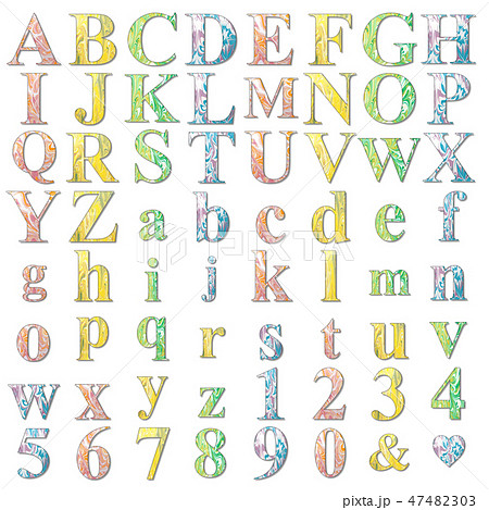 アルファベット 小文字 かわいい イラスト ローマ字 英語の写真素材