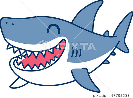 鮫 魚 笑顔 ホホジロザメのイラスト素材