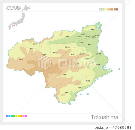 徳島県地図のイラスト素材