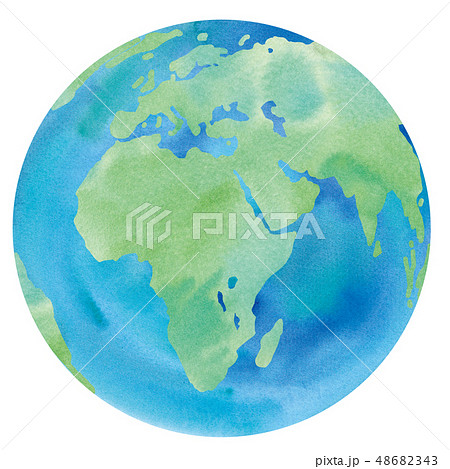 ユーラシア大陸 世界地図 球体 白バックの写真素材 Pixta