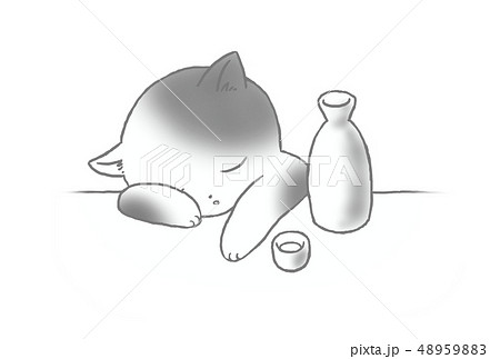 ネコ 猫 酔う 酒のイラスト素材