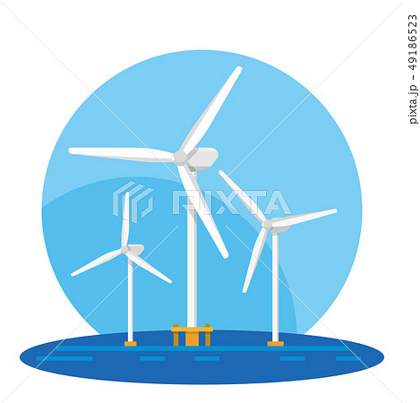 洋上風力発電のイラスト素材