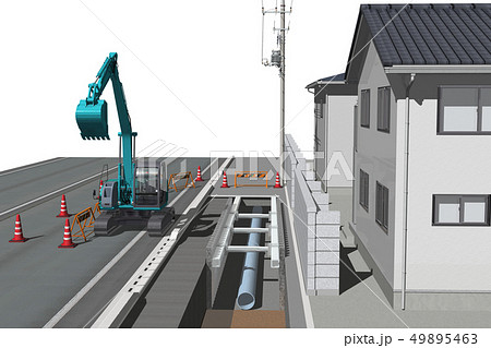 下水道管布設工事のイラスト素材 - PIXTA