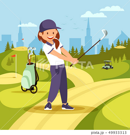 女子ゴルフ かわいいのイラスト素材