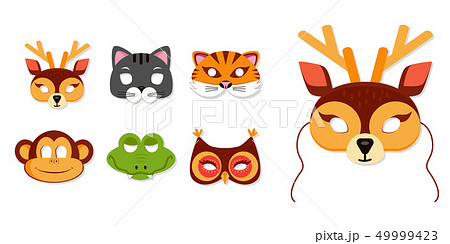 仮面 猫 お面 装飾のイラスト素材