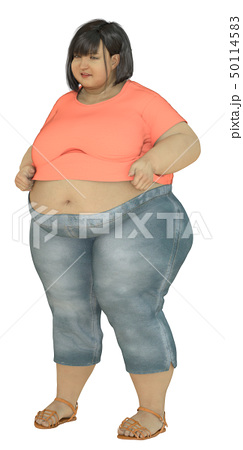 女性 肥満 デブ メタボのイラスト素材