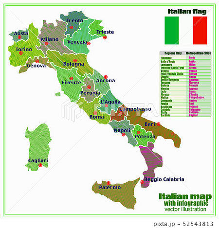 イタリア 大きい 大型 地図のイラスト素材