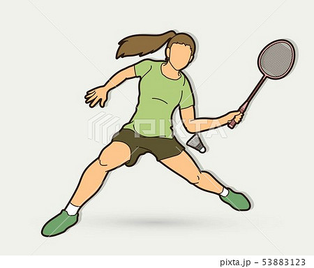 女性 スポーツ バドミントン ラケットのイラスト素材