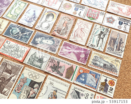 外国切手 切手 イラストの写真素材