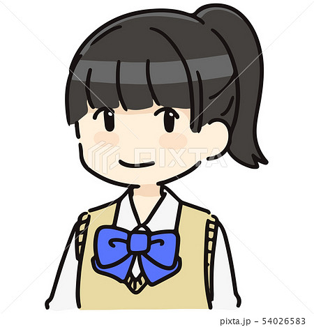 ポニーテール 女の子のイラスト素材