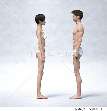全裸　直立　横 美容 全身 男性 ヌードのイラスト素材 - PIXTA