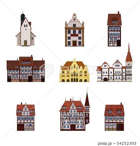 レンガ屋根 ヨーロッパのイラスト素材