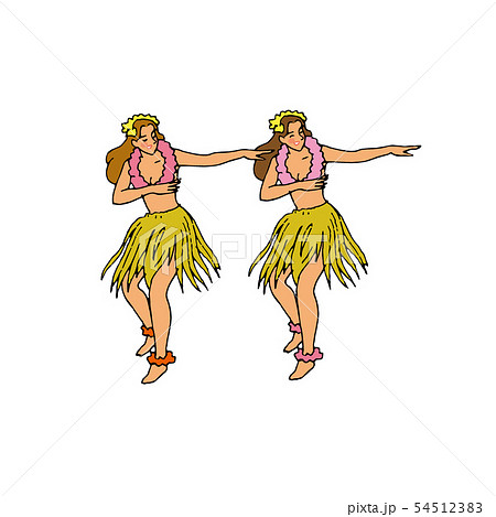 ハワイ アロハ フラダンス 女性のイラスト素材