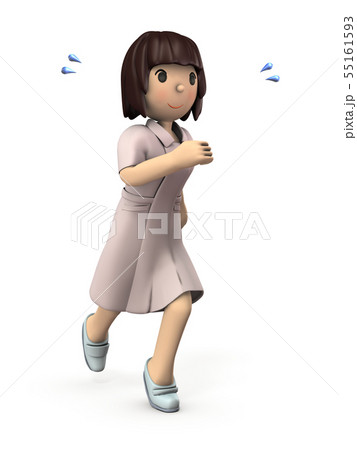 女性 看護師 急ぐ 走るのイラスト素材