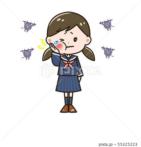 虫歯の女の子 ポーズ イラストのイラスト素材