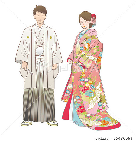 紋付羽織袴のイラスト素材