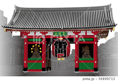 雷門 浅草寺 風神雷神 ベクターのイラスト素材 - PIXTA