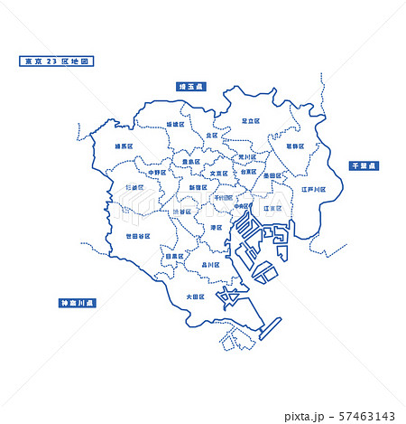 東京都地図 地図 東京都 東京23区のイラスト素材