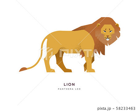 動物 ライオン 茶色 横顔のイラスト素材