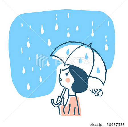 女性 雨 傘 憂鬱のイラスト素材