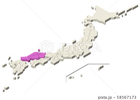 中国地方 日本列島 日本地図 日本のイラスト素材