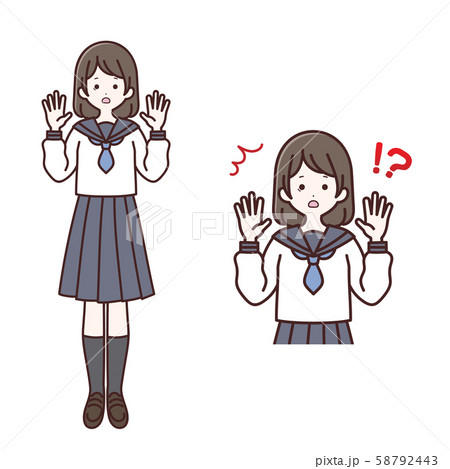 ミディアムヘアー 女の子のイラスト素材