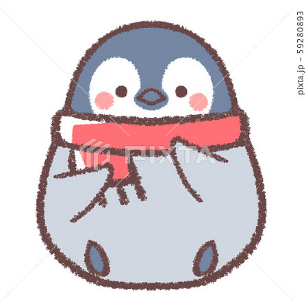 冬 マフラー ペンギン ヒナのイラスト素材