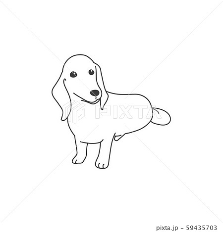 犬 ミニチュアダックス シンプル 白黒のイラスト素材