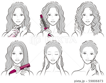 ウェーブヘアのイラスト素材