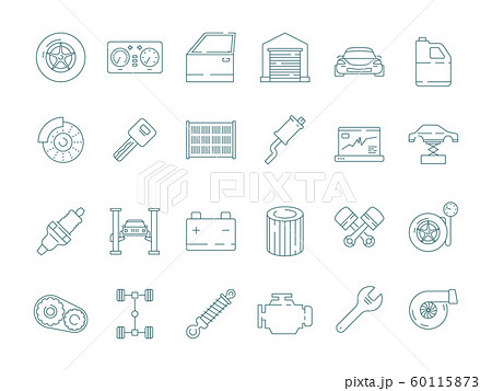 アイコン 整備工 自動 セットのイラスト素材