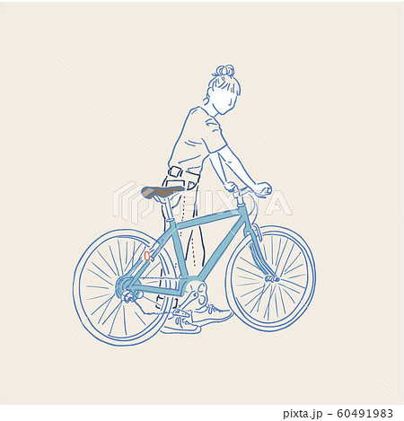 自転車 乗り物 イラスト 手書きのイラスト素材