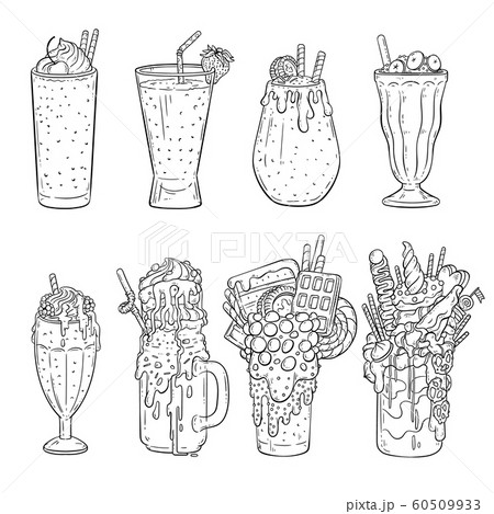 ベクトル ミルクシェイク ミルクセーキ カクテルのイラスト素材 ベクトル ミルクシェイク ミルクセーキ カクテルのイラスト素材