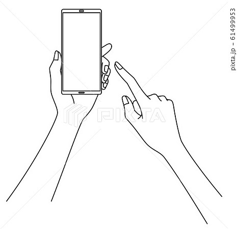 スマホ 手 モノクロ スマートフォンのイラスト素材
