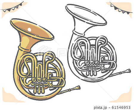 ホルン 楽器 金管楽器の写真素材