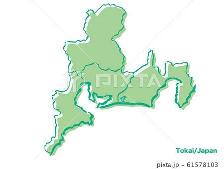 東海地方 地図のイラスト素材