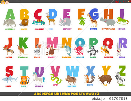 英語 動物 アルファベット ベクトルのイラスト素材