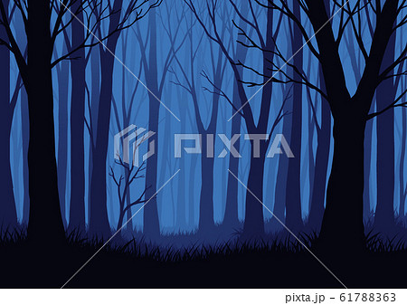 夜の森のイラスト素材
