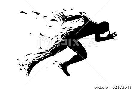 シルエット 走る 人物 影のイラスト素材
